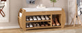 Retro Multifunctional Storage Bench With Cushion And Curved Side Panel For Entrance And Living Room Natural Natural Mdf