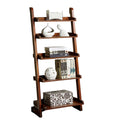 Antique Oak 1Pc Ladder Shelf 5 Tier Shelf For Books Modern Style Living Room Display Shelf Book Shelf 5 Oak Primary Living Space Open Back Contemporary,Modern,Rustic,Transitional Solid Wood