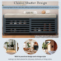 Distressed Shutter Storage Bench With Acacia Veneer For Retro Charm For Living Room, Entryway Navy Navy Mdf