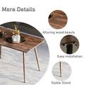 Modern Minimalist Mdf Desktop, Walnut Color Metal Legs, Small Sized Dining Table, Computer Desk, Office Desk, Kitchen Table, For 6 Seat.Suitable For Kitchen, Dining Room, Living Room Walnut Seats 4 Kitchen Round Mdf