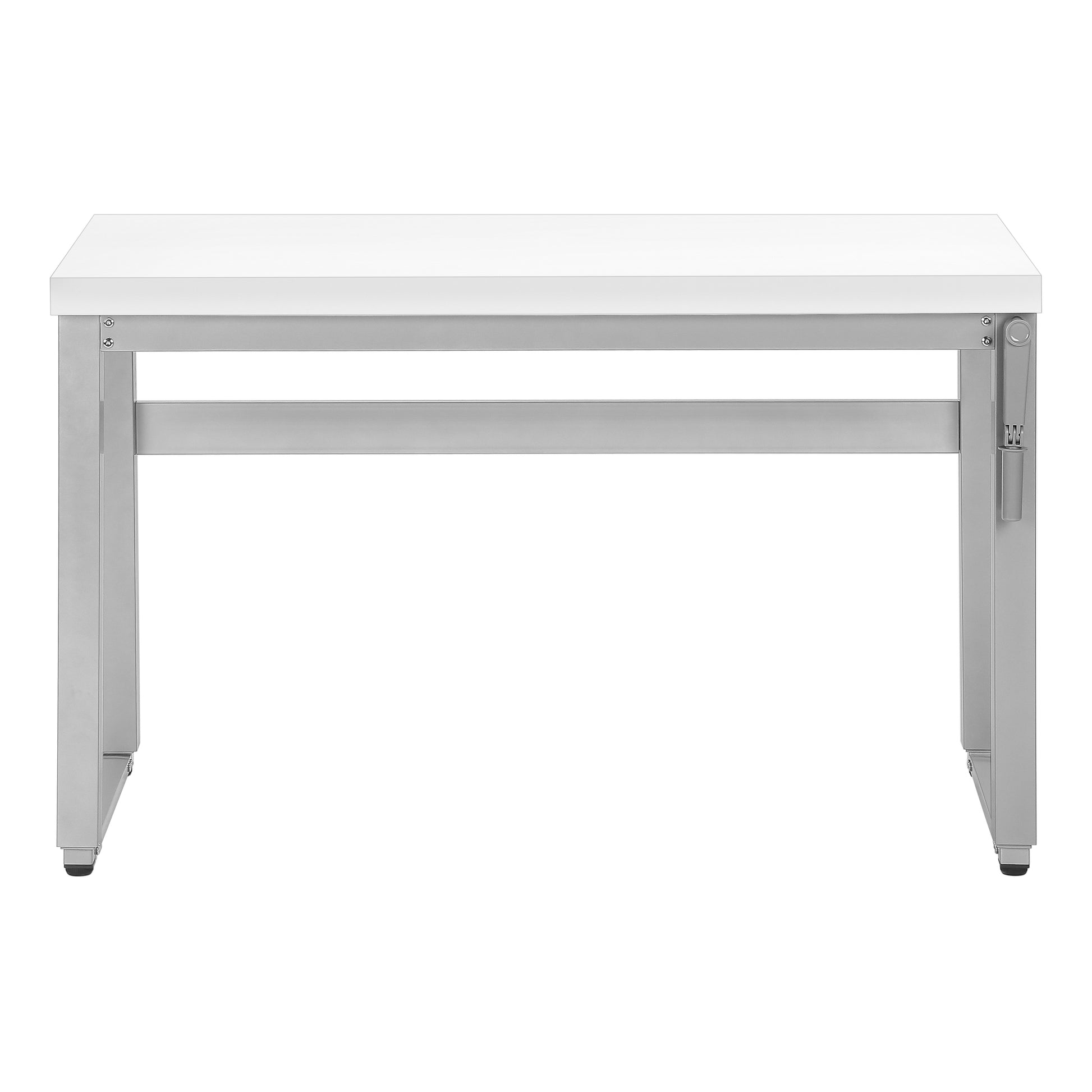 Computer Desk, Home Office, Standing, Adjustable, 48"L, Work, Laptop, White Laminate, Grey Metal, Contemporary, Modern White Particle Board