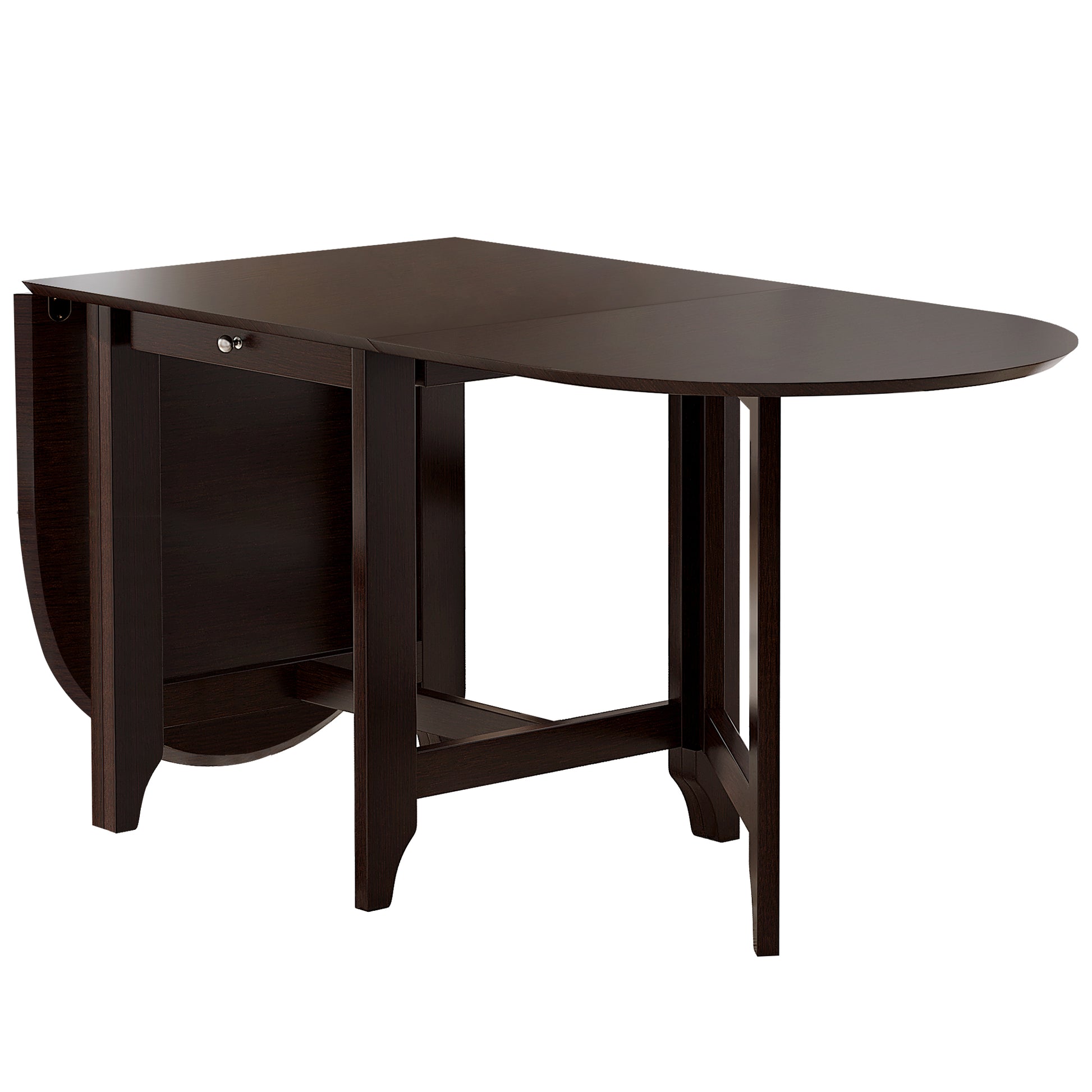 Retro Drop Leaf Table Rubber Wood Dining Table With Spacious Tabletop Small Drawer For Small Space Kitchen Dark Brown Brown Rubber Wood