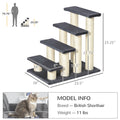 Pawhut Cat Tree With 4 Steps For High Beds Couch, Cute Stair Shaped Cat Tree For Indoor Cats Or Dogs W Sisal Scratching Post, Climbing, Playing, Gray Gray Particle Board