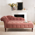 Samuel Tufted Roll Arm Chaise Lounge, Ash Rose Pink Velvet Pink Foam Velvet