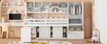 Full Size Wooden Loft Bed Big Storage With Under Bed Desk, With Drawers, With Shelves, White Full White Plywood