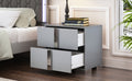 Elegant Nightstand With Metal Handle,Mirrored Bedside Table With 2 Drawers For Bedroom,Living Room,Grey Grey 2 Drawers Mdf Metal