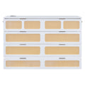 Queen Murphy Bed With Large Drawers,White Queen White Plywood