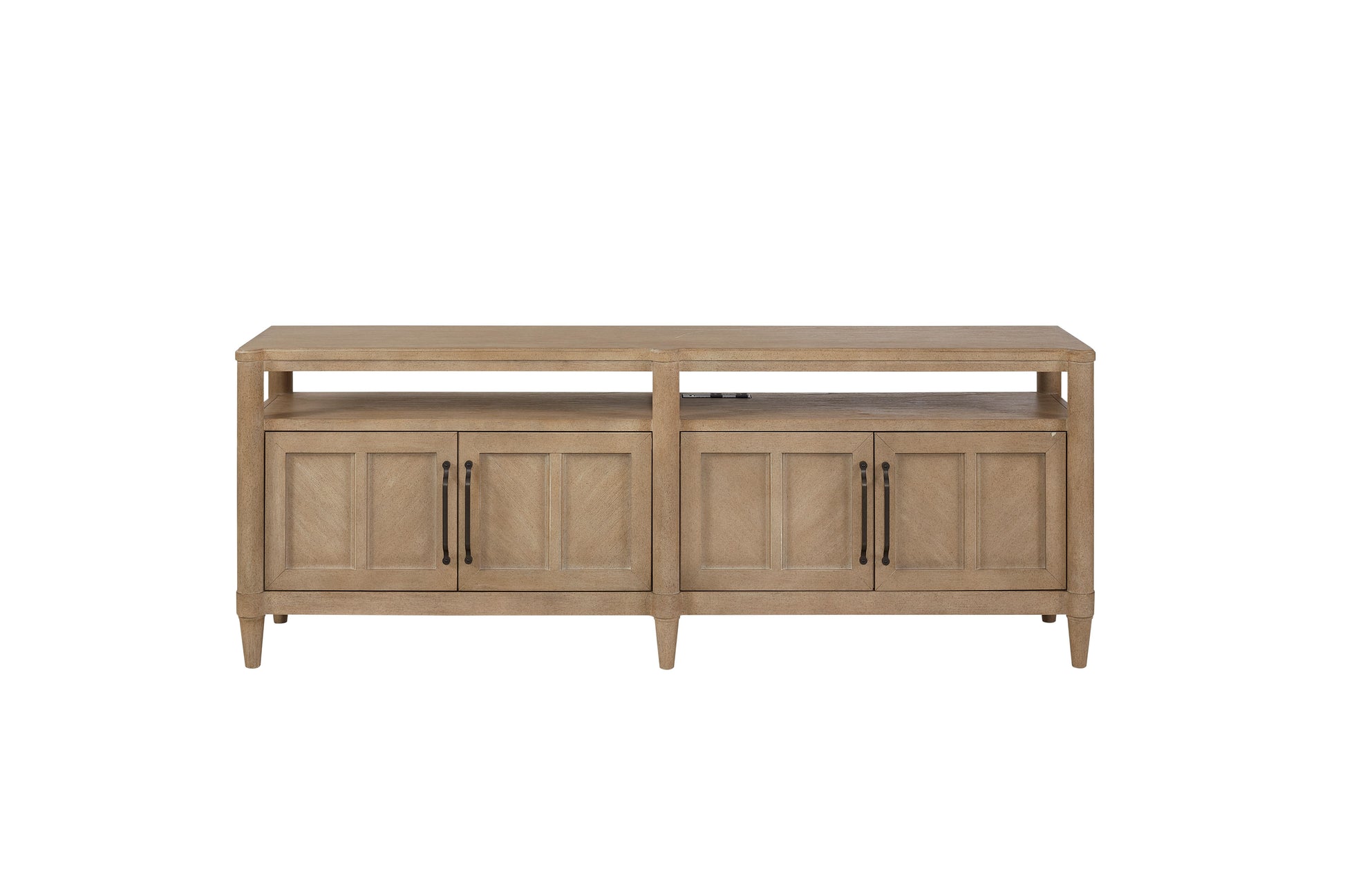 72" Entertainment Console In Sand Finish Sand Solid Wood Mdf