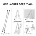 Aluminum Multi Position Ladder With Wheels, 300 Lbs Weight Rating, 22 Ft Metallic Grey Aluminium Alloy