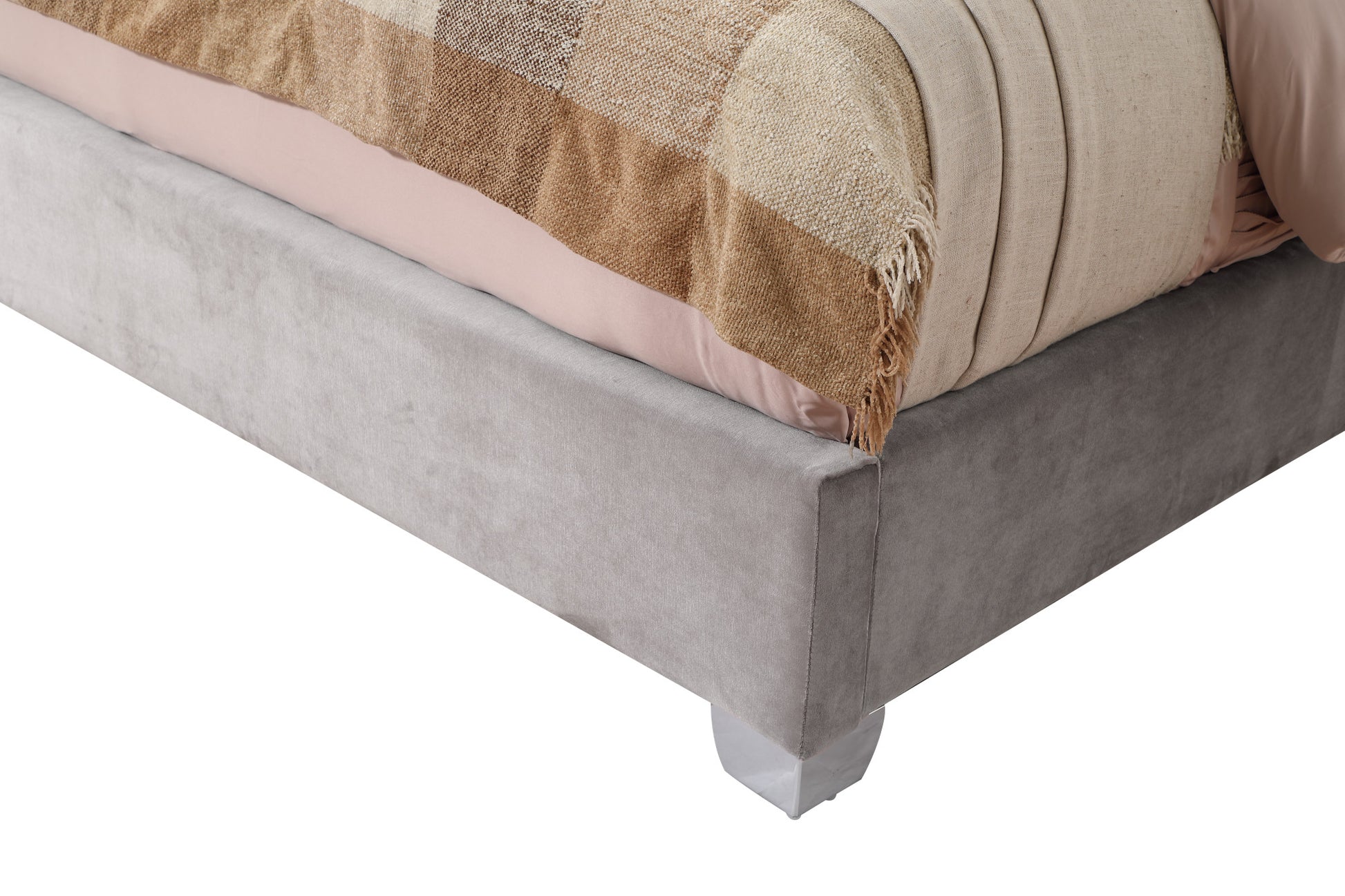 Artet Gray Queen Upholstered Bed Queen Gray Foam Solid Wood