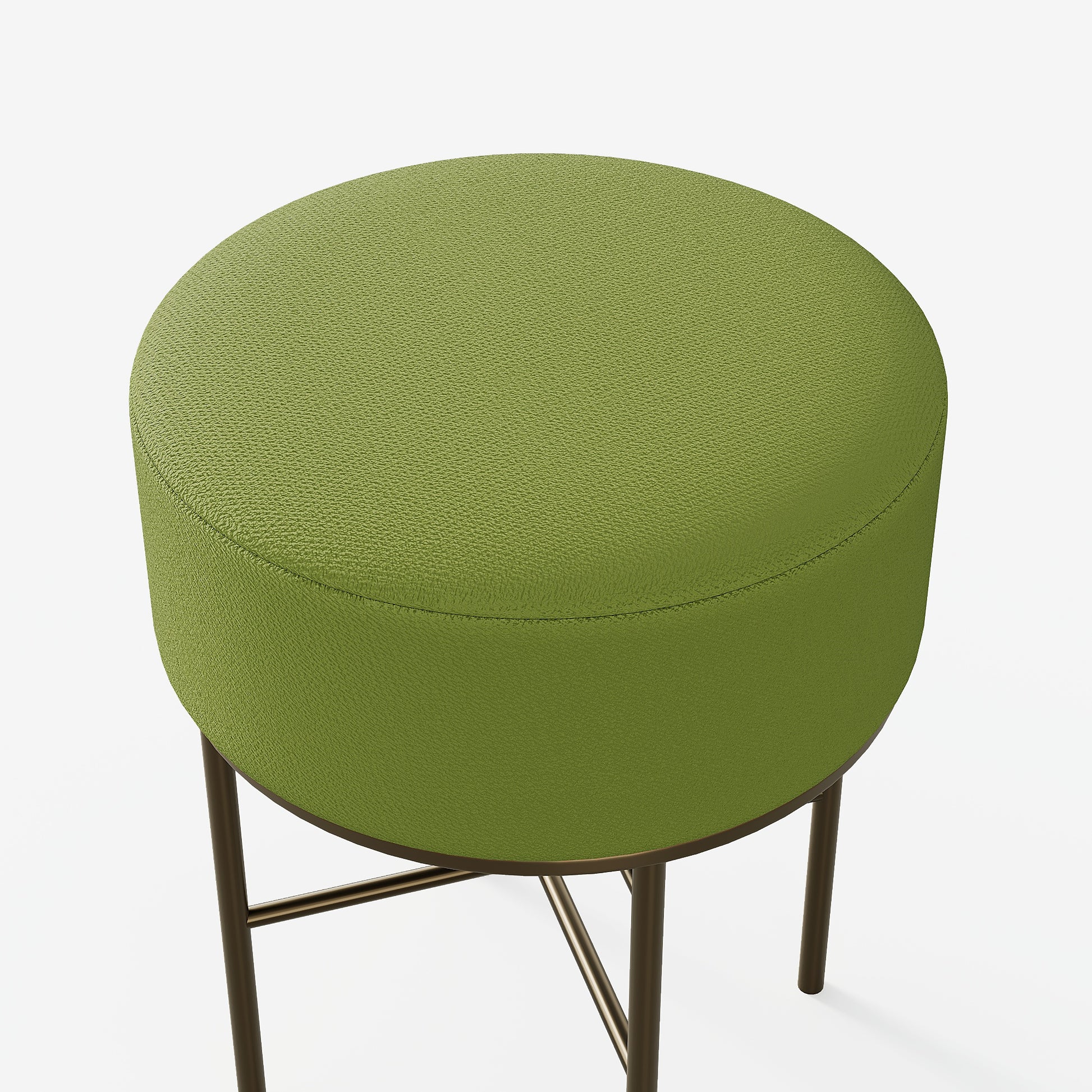 2 Pcs Round Cushioned Vanity Stool, Linen Upholstered Vanity Stool For Makeup Room, Modern Soft Stool For Bar And Dining, Ottoman Footrest Stool With Metal Legs For Living Room, Bedroom Matcha Green Matcha Green Vanity Stools Bedroom Round Modern