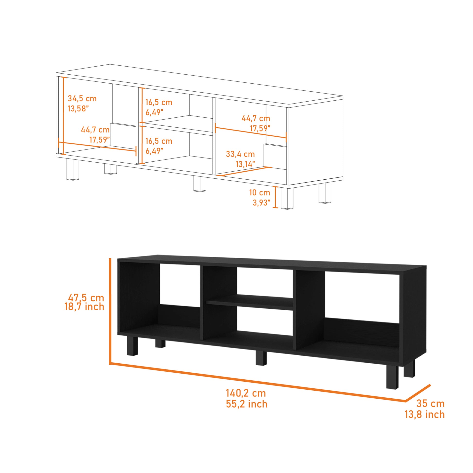 Hoven 2 Piece Living Room Set With Tv Rack And Coffee Table Black Primary Living Space 90 Inches Or Larger 90 Inches Or Larger Contemporary Pine 85 Inches Particle Board Engineered Wood