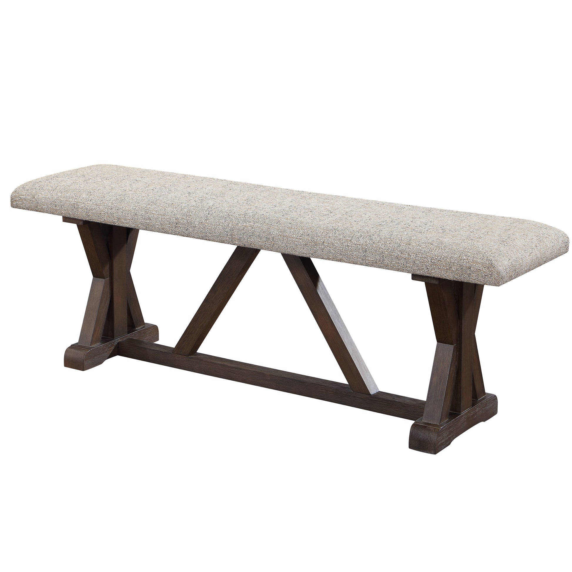 Grey And Rustic Brown Bench With Upholstered Seat Grey,Rustic Brown Dining Room Wood Fabric
