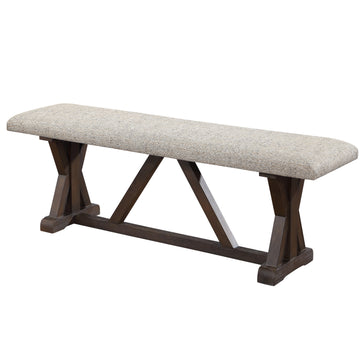 Grey And Rustic Brown Bench With Upholstered Seat Grey,Rustic Brown Dining Room Wood Fabric