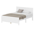 Wood Platform Bed Frame With Headboard, Mattress Foundation With Wood Slat Support, No Box Spring Needed, Queen Size, White Box Spring Not Required Queen White Wood Solid Wood Mdf