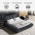King Size Luxury Upholstered Platform Bed With Removable Cushion And Solid Wood Frame,Suitable For Multiple Heights Of Mattresses,Dark Grey King Dark Grey Upholstered