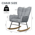 Teddy Fabric Rocking Chair, Modern Rocking Accent Chair For Nursery, Living Room, Bedroom, Gray Gray Bedroom Foam Modern Rocking Chairs Foam Wood Metal