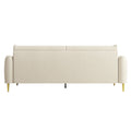 Fx P19 Be Sofa Beige Modern Velvet Couch With Gold Legs 85.83Inch With Pillows Beige Velvet 2 Seat