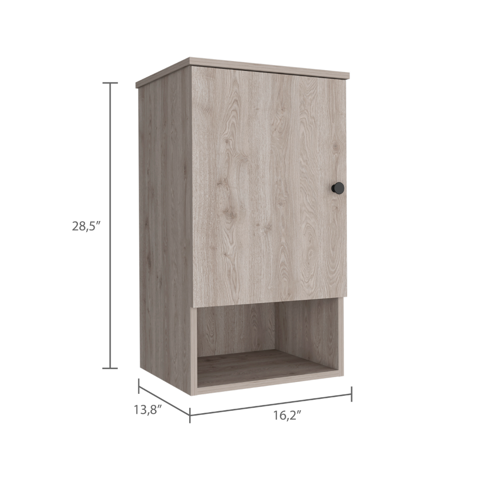 Alaska Medicine Cabinet, With Three Storage Shelves, Single Door Cabinet Gray 1 3 18 To 23 In 24 To 31 In Bathroom Wall Mounted Contemporary 10 15 Inches Melamine Engineered Wood