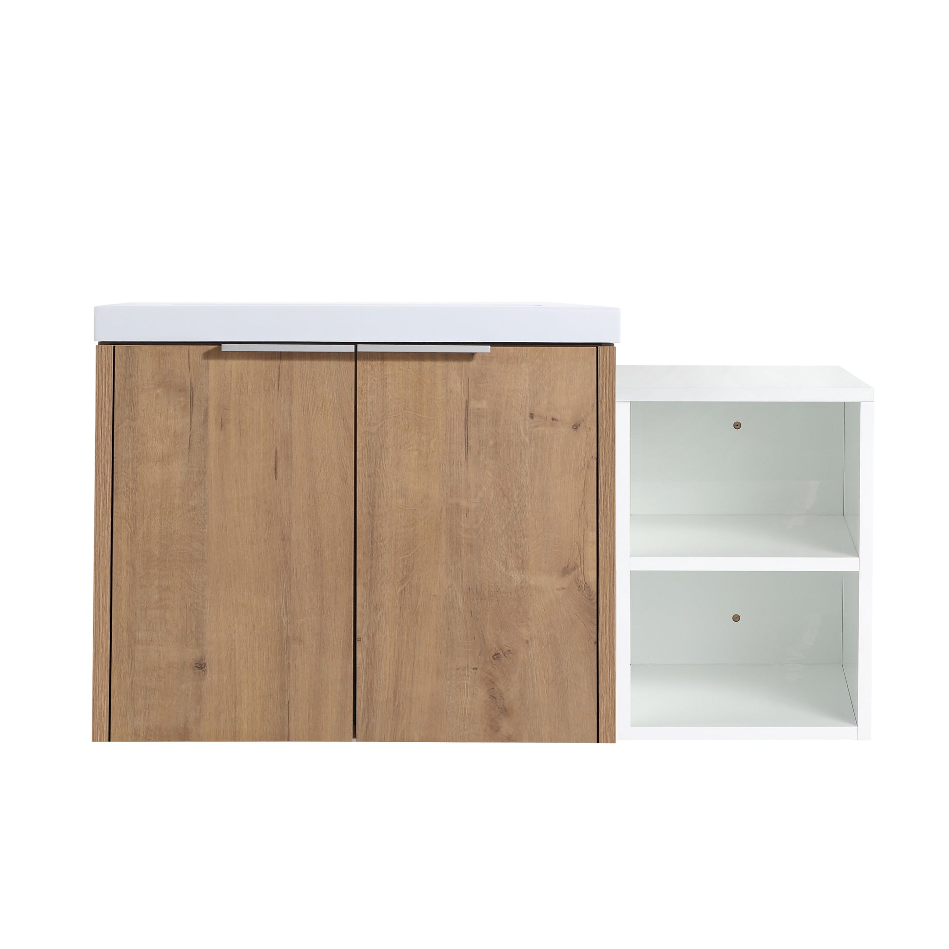 36 Inch Soft Close Doors Bathroom Vanity With Sink, A Small Storage Shelves, 24" And 12" Combination Cabinet, Kd Packing Imitative Oak 2 1 Bathroom Wall Mounted Modern Plywood