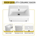 18'' Floating Wall Mounted Bathroom Vanity With Ceramic Sink & Soft Close Cabinet Door, For Small Bathroom Glossy White Bathroom Modern Plywood