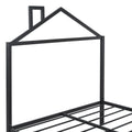 Full Size Metal Platform Bed With Twin Size Trundle,House Shaped Headboard Design, Black Full Black Metal