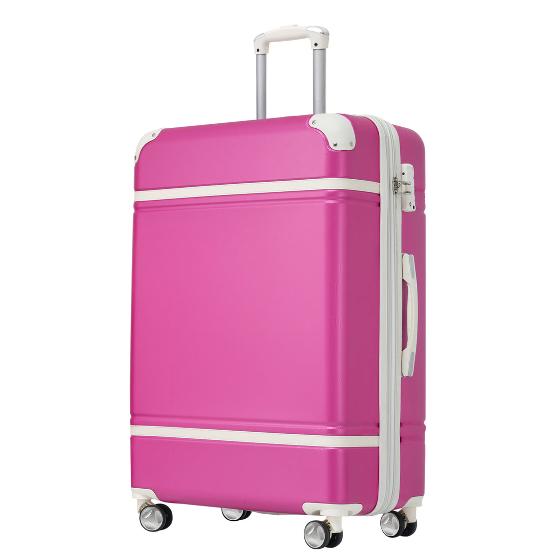 Hardshell Luggage With Tsa Lock24" Expandable Lightweight Suitcase With Spinner Wheels, Single Vintage Luggage,Pink Pink Abs