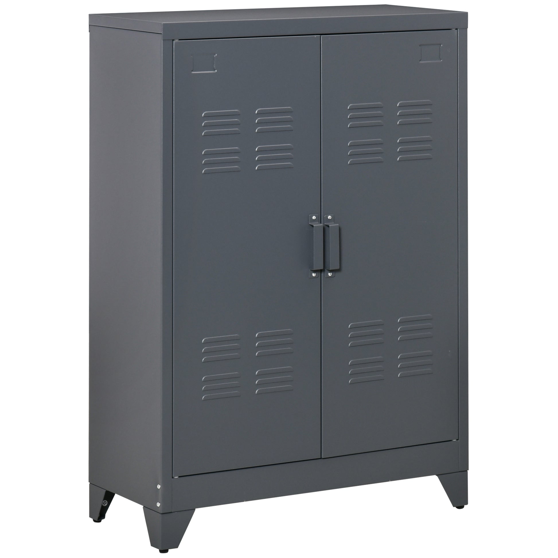 Homcom Industrial Steel Storage Cabinet Storage Organizer Gray Grey Metal