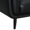 41 Inch Tuxedo Style Accent Chair, Double Track Arms, Black Faux Leather Black Wood