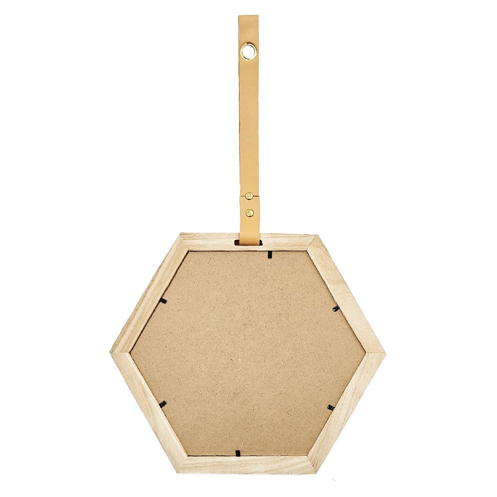 Harlan Hexagon Mirror, 11X10" Beige Brown Wood Glass