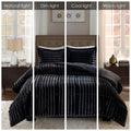 Faux Fur Comforter Mini Set Queen Black Polyester