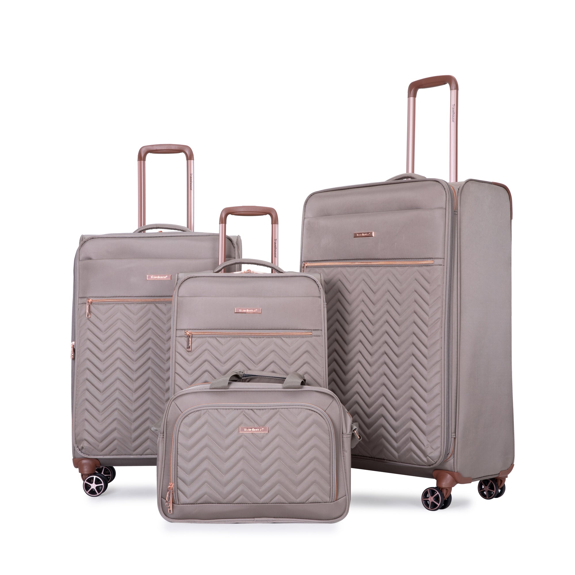 4 Piece Set 16 20 24 28 ,Softshell Suitcase Spinner Wheels Terylene Luggage Sets Carry On Suitcase Luggage Lightweight Durable Suitcase Khaki Khaki Polyester