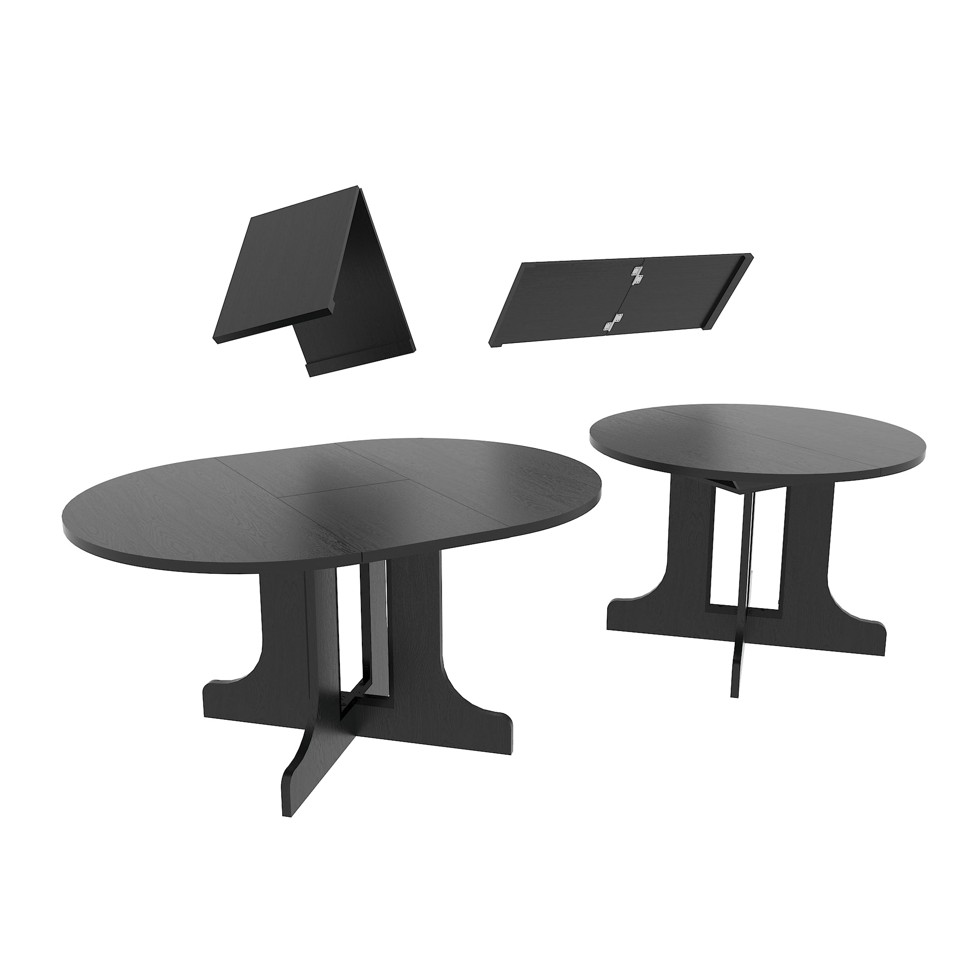 Dining Table For Farmhouse Kitchen 59X43 Inch Expandable Oval Table Top With Removable Leaf Trestle X Shaped Base Black Black Seats 6 Dining Room Floor Mount Round Kitchen & Dining Tables Laminated