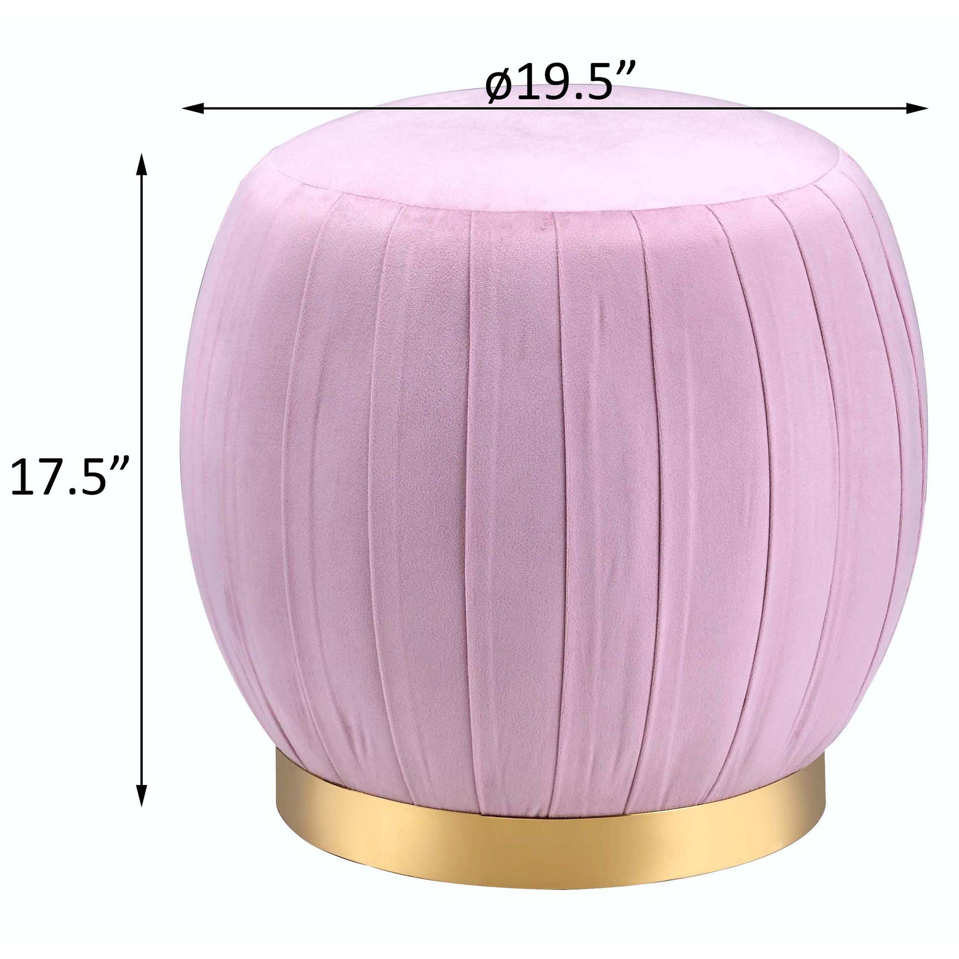 Pink Carnation And Gold Round Tufted Ottoman Pink Velvet Wood Primary Living Space Backless Solid Pink Luxury Round Armless Fabric Metal