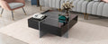 Unique Design Coffee Table With 4 Hidden Storage Compartments, Square Cocktail Table With Extendable Sliding Tabletop, Uv High Gloss Design Center Table For Living Room, 31.5