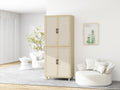 4 Door Cabinet, With 4 Adjustable Inner Shelves, Storage Cabinet Natural Mdf