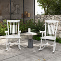 Outsunny Outdoor Wood Rocking Chairs Set Of 2, 350 Lbs. Porch Rockers With High Back For Garden, Patio, Balcony, White White Wood