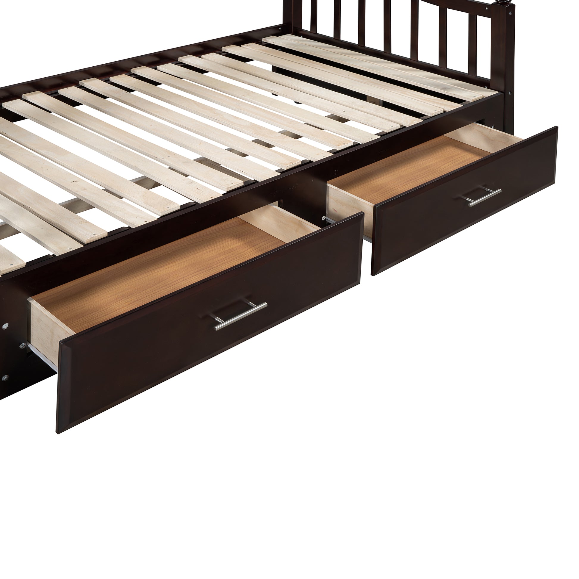 Wooden Twin Size Daybed With Twin Size Trundle, Extendable Daybed With Two Storage Drawers, Espresso Expected Arrival Time:9.12 Twin Espresso Wood
