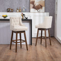 Coolmore Bar Stools Set Of 2 Counter Height Chairs With Footrest For Kitchen, Dining Room And 360 Degree Solid Wood Legs Swivel Bar Stools Set Of 2 Beige Linen Beige Foam Linen