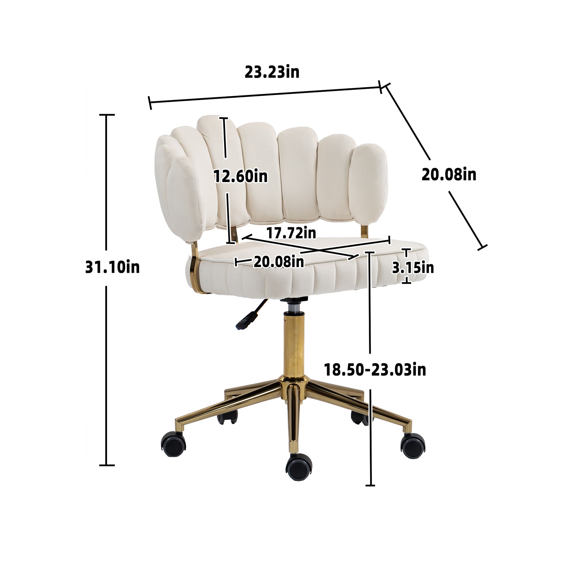 Coolmore Velvet Home Office Desk Chair, Modern Cute Computer Chair, Wheels Swivel Height Adjustable Swivel Task Chair For Home Office Beige Velvet Beige Primary Living Space Foam Velvet