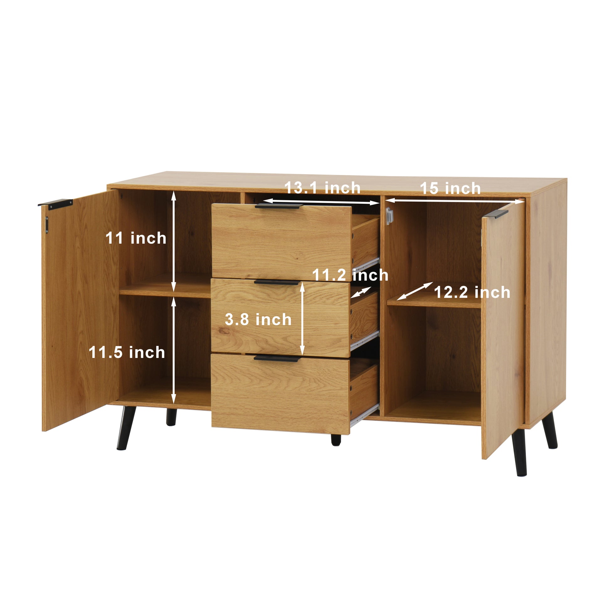 Sideboard Buffet Cabinet with Storage, Wood Coffee Bar 5 or more spaces-natural-particle board