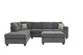 Living Room Furniture Charcoal Chenille Sectional W Ottoman Linen Like Fabric Sofa Reversible L R Chaise Ottoman 3Pc Sectional Sofa Charcoal Chenille Wood Primary Living Space Cushion Back