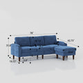 Convertible Combination Sofa Sofa L Shaped Sofa With Storage Cabinet Footstool, Living Room Navy Blue Sofa, Living Room Bedroom Office Small Space 3 Seater Combination Sofa Navy Blue Metal 3 Seat