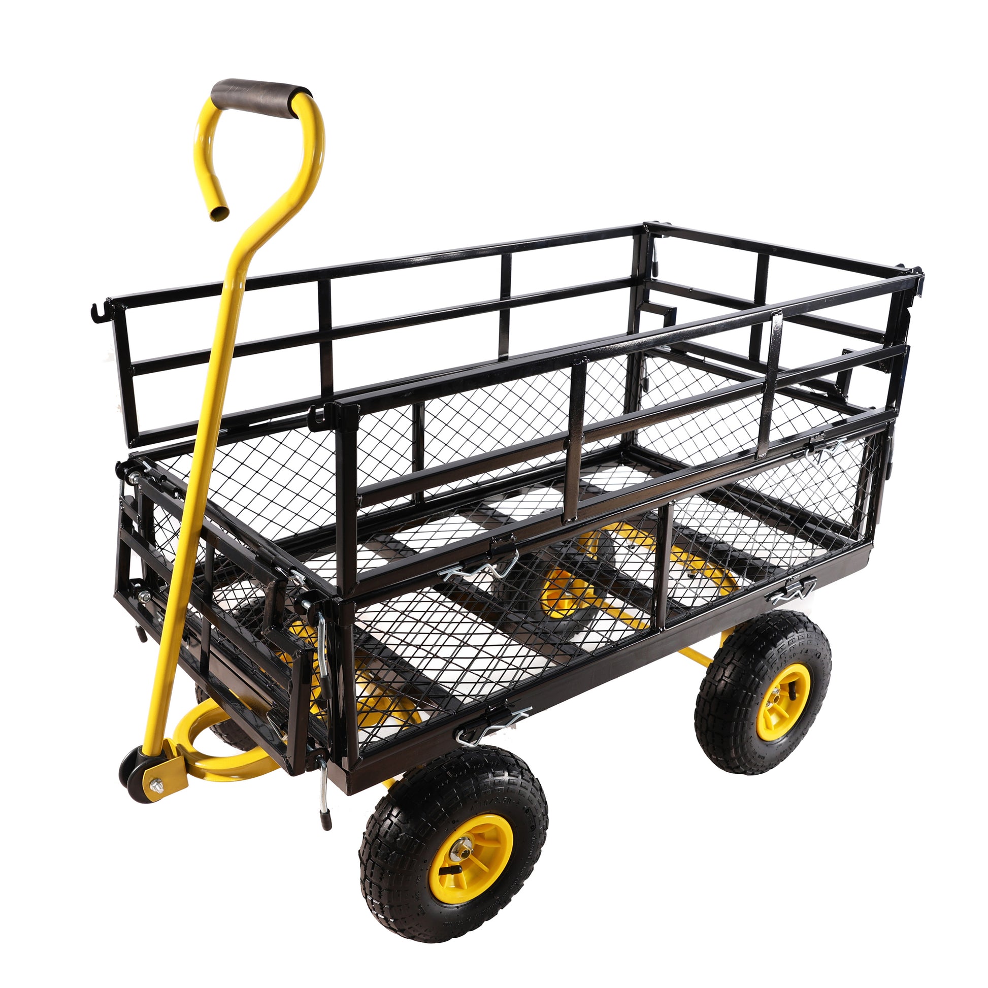 Wagon Cart Garden Cart Trucks Make It Easier To Transport Firewood Yellow Black Black Garden & Outdoor Metal