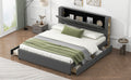 King Size Upholstery Platform Bed With Storage Headboard, 2 Drawers And Trundle, Gray King Gray Upholstered