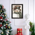 Old World Frosty The Snowman Black Framed Wall Art For Living Room, Holiday Wall Art Print For Home Decor, Bedroom Wall Art By Jo Moulton Multicolor Wood Paper