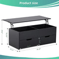 Lift Top Coffee Table With Storage Center Tables Hidden Compartment & 2 Drawers, Sofa Table For Living Room Black Particle Board Mdf