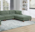 Contemporary Sage Color 6Pc Modular Sectional Set Corduroy Upholstery Couch 2X Corner Wedge, 2X Armless Chairs 2X Ottomans Living Room Sage Primary Living Space Cushion Back Contemporary,Modern Modular Rubberwood Corduroy 6 Seat