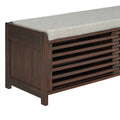 Distressed Shutter Storage Bench With Acacia Veneer For Retro Charm For Living Room, Entryway Espresso Espresso Mdf