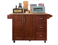 Mobile Kitchen Island Cart With 3 Drawers - Brown